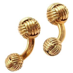 Authentic Tom Ford 18k Yellow Gold Signature Classic Rope Knot Cufflinks